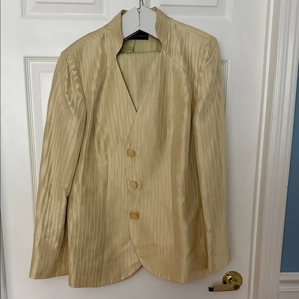 Golden Cream Women’s Dana Bachman  Blazer - Classic Button Front and Skirt